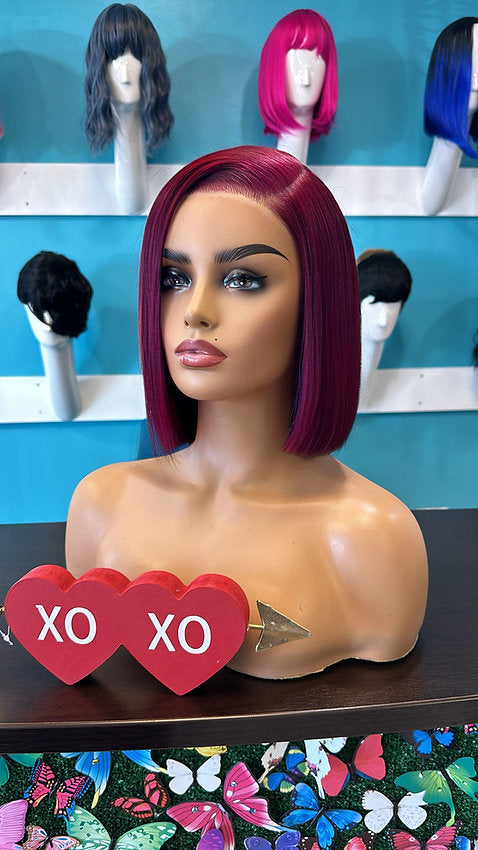 Glueless Bob Ready to wear !Intense Red Bob 10inch