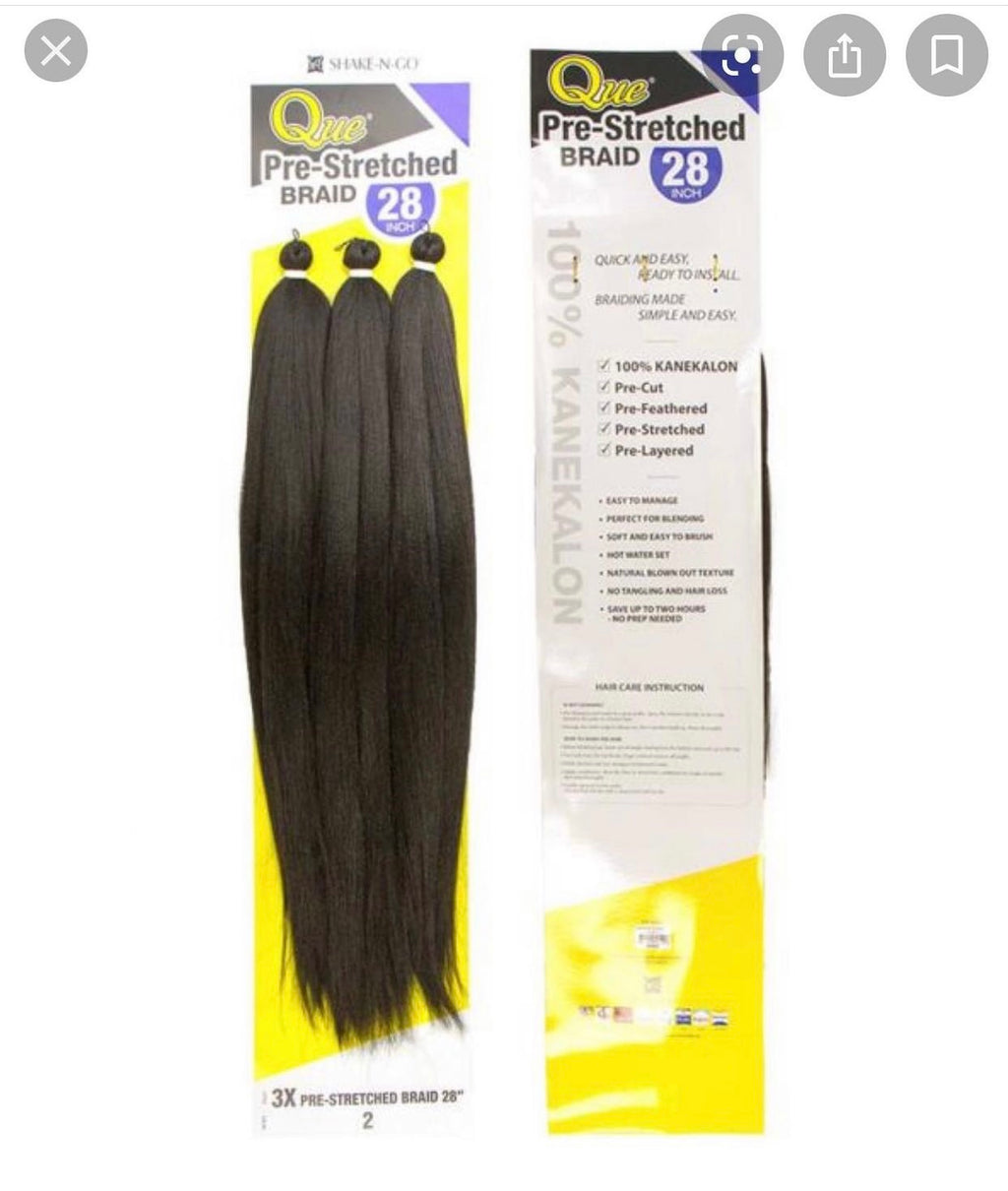 Shake-N-Go Que 3X Pre Stretched Braid 28"